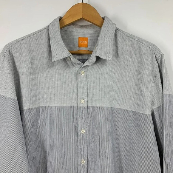 Hugo Boss Men's Edipo Slim Fit Cotton‎ Colorblock Classic Button Down Size XXL - Picture 4 of 14